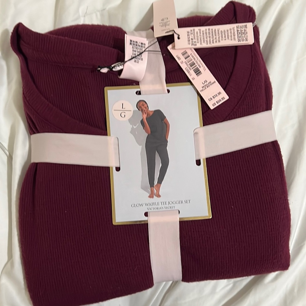 Victorias secret glow waffle tee jogger set regular Large